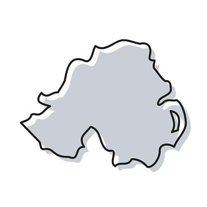 Map of Northern Ireland sketched and isolated on a blank background. The map is gray with a black outline. Vector Illustration (EPS file, well layered and grouped). Easy to edit, manipulate, resize or colorize. Vector and Jpeg file of different sizes.