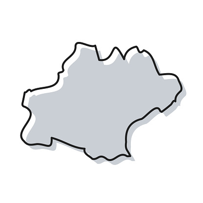 Map of Occitanie sketched and isolated on a blank background. The map is gray with a black outline. Vector Illustration (EPS file, well layered and grouped). Easy to edit, manipulate, resize or colorize. Vector and Jpeg file of different sizes.