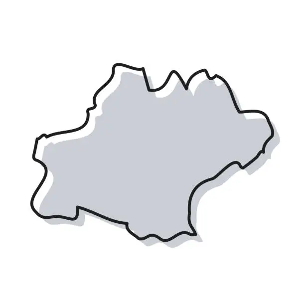 Vector illustration of Occitanie map hand drawn on white background - Trendy design