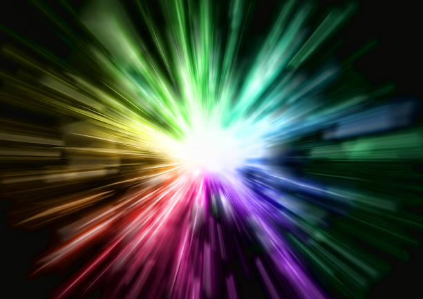 Abstract background of radiating rainbow colored rays