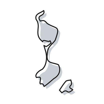 Map of Saint Pierre and Miquelon sketched and isolated on a blank background. The map is gray with a black outline. Vector Illustration (EPS file, well layered and grouped). Easy to edit, manipulate, resize or colorize. Vector and Jpeg file of different sizes.