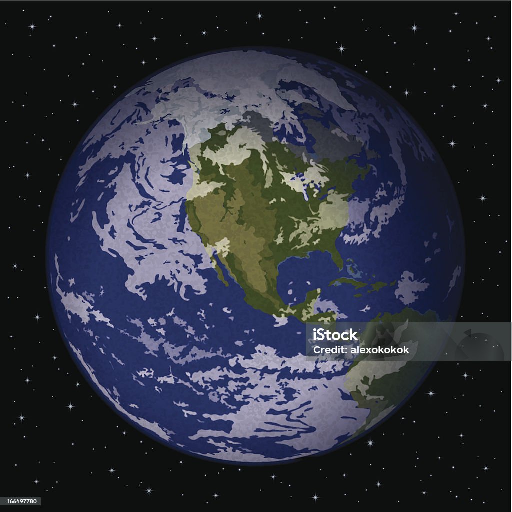 Planeta tierra en el espacio - arte vectorial de Azul libre de derechos
