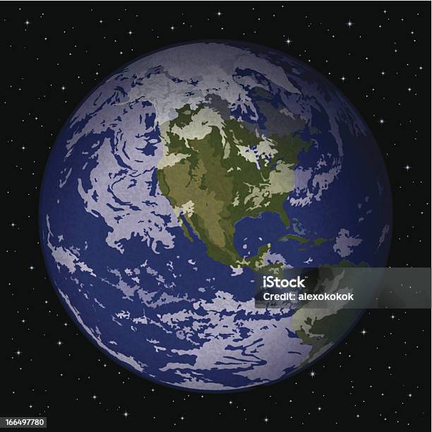 Ilustración de Planeta Tierra En El Espacio y más Vectores Libres de Derechos de Azul - Azul, Círculo, Espacio exterior