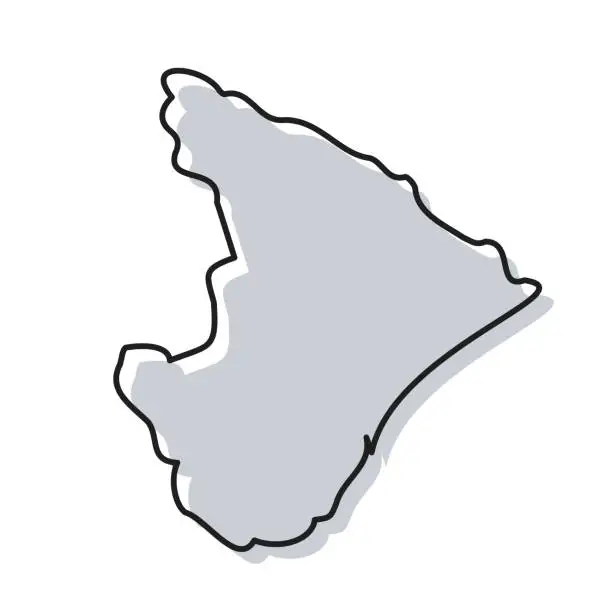Vector illustration of Sergipe map hand drawn on white background - Trendy design