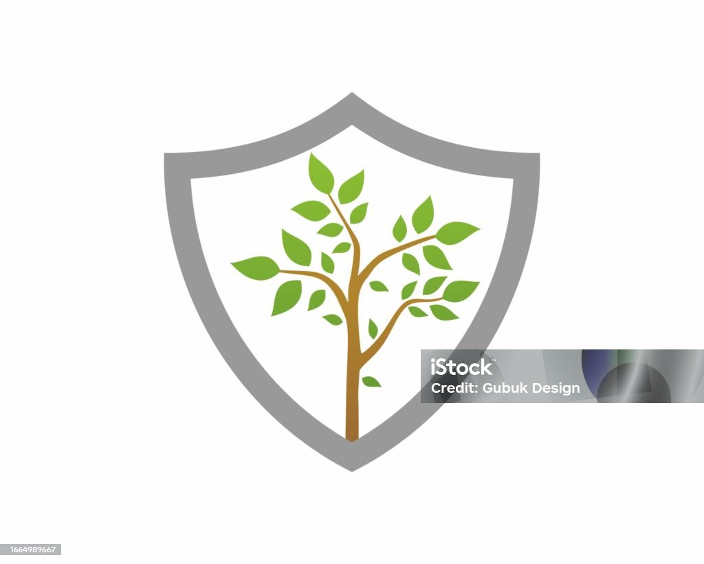 Tree Roots Shield Logo Growing Tree Inside The Shield Logo Stock Illustration - Download Image ...