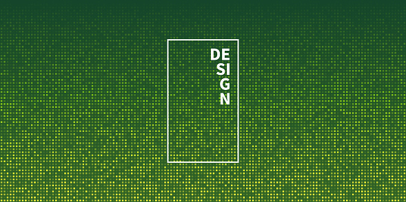 Modern and trendy background. Halftone design with a lot of small square dots and beautiful color gradient. This illustration can be used for your design, with space for your text (colors used: Orange, Yellow, Green). Vector Illustration (EPS file, well layered and grouped), wide format (2:1). Easy to edit, manipulate, resize or colorize. Vector and Jpeg file of different sizes.