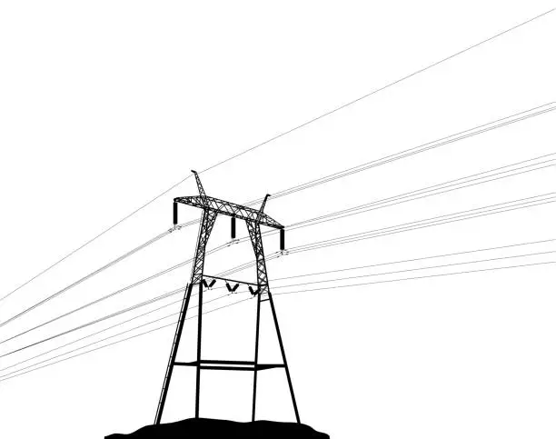 Vector illustration of Electricity Power Line Tower