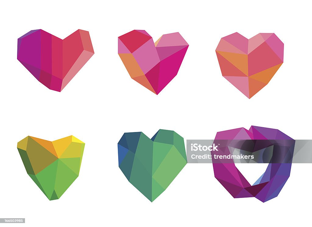 Abstrait Polygonal ensemble de coeur - clipart vectoriel de Coeur - Symbole d'une idée libre de droits