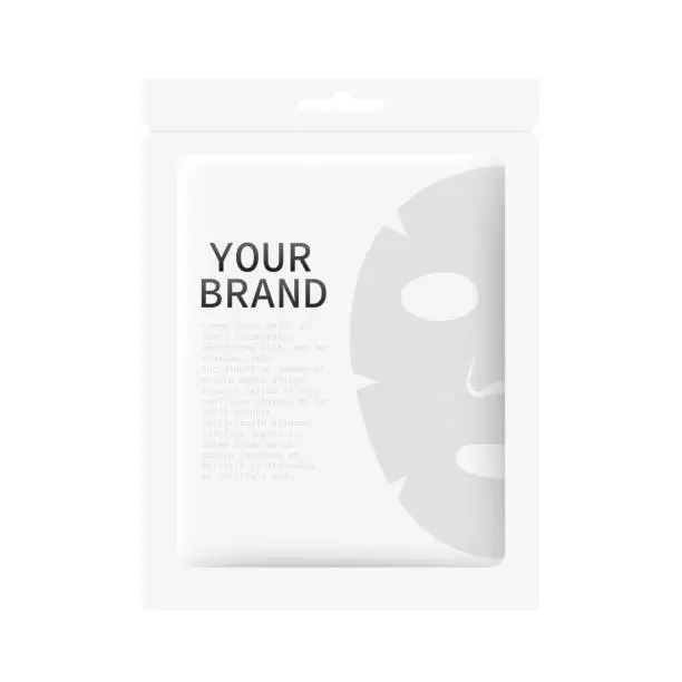 Vector illustration of Advertisement for white face mask cosmetics. Face mask packaging design. Realistic Packaging design cosmetics. Mockup package for mask. Vector illustration
