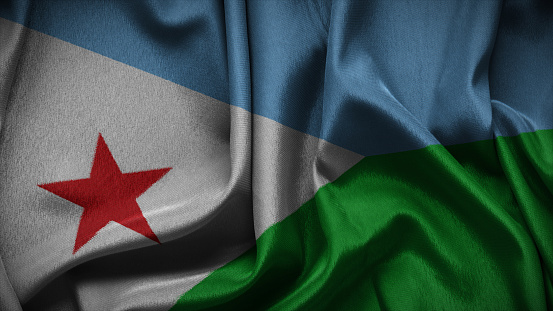 3d illustration flag of Djibouti. Close up waving flag of Djibouti.