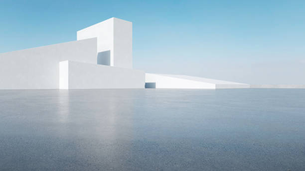istock 3d render of abstract modern architecture with empty concrete floor, car presentation background. 1665064512
