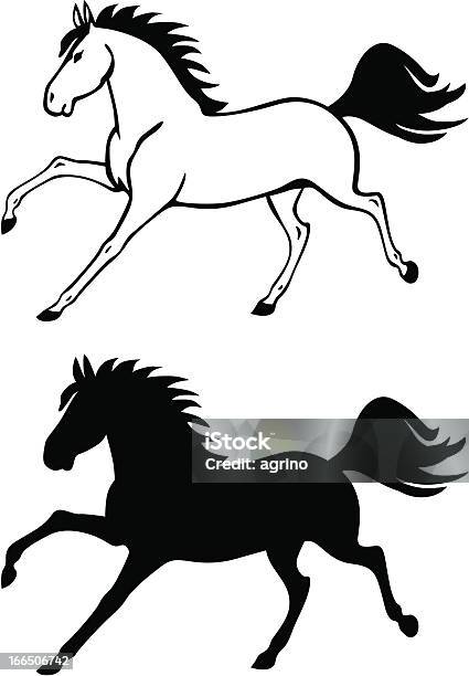 Galloping Horse Stock Vektor Art und mehr Bilder von Agrarbetrieb - Agrarbetrieb, Anmut, Comic - Kunstwerk