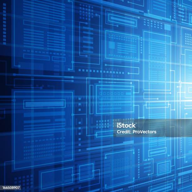 Abstract Blue Technology Themed Graphic Background Stock Illustration - Download Image Now - Abstract, Database, Backgrounds