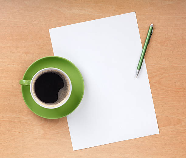 istock Blank paper with pen and coffee cup 166508970