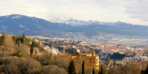 View of the city of Granada and Sierra Nevada, from the Palace of the Alhambra