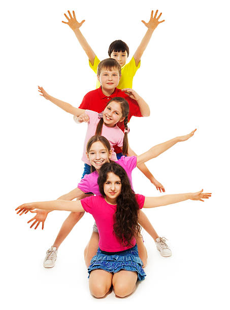 istock Group of kids waving hands 166511050