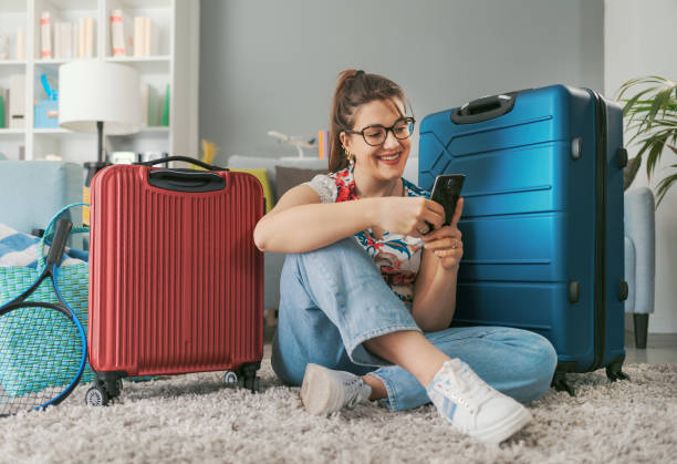 istock Happy tourist at home ready to leave 1665112789