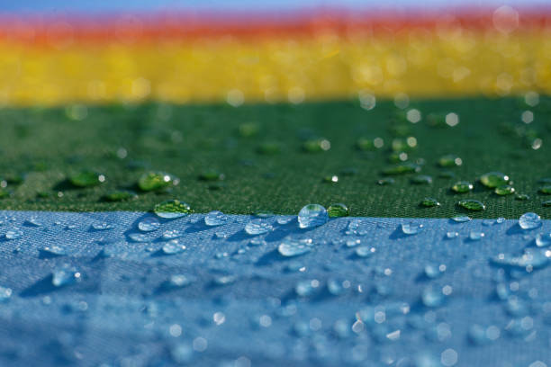Fabric with LGBT rainbow colors beaded with dew drops