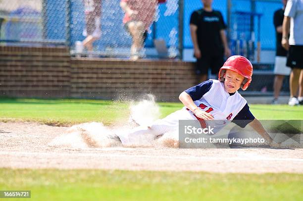 Youth League Baseball Player Sliding Home Stock Photo - Download Image Now - Baseball - Ball, Baseball - Sport, Child