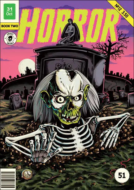 Vector illustration of Zombie coming out of the grave