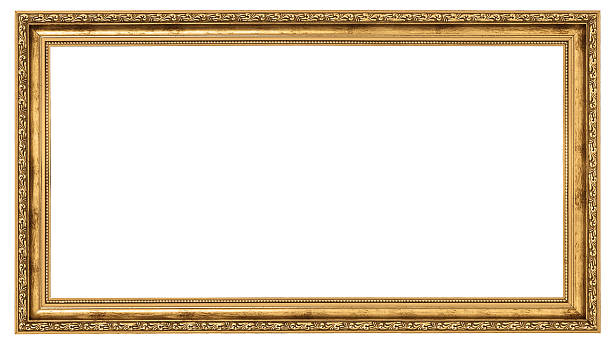 cornice dorata estremamente lunga - picture frame frame gold ornate foto e immagini stock