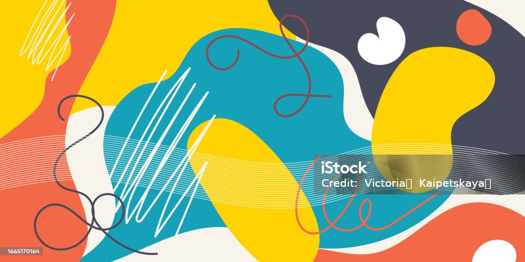 Collage Header Image Creative Doodle Art Header With Different Shapes And Textures Collage ...