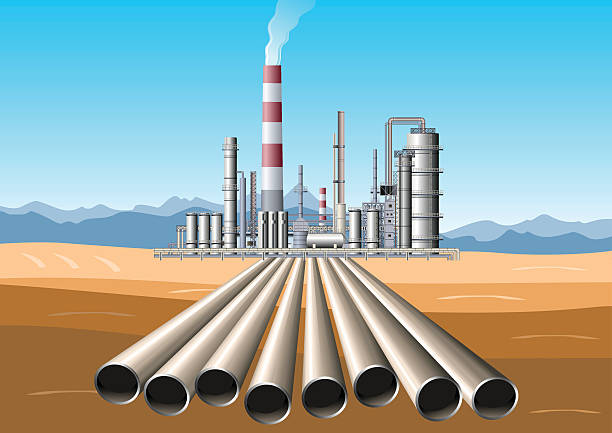 Oil Refinery Pipes Pipes from Plant. oil pipe stock illustrations