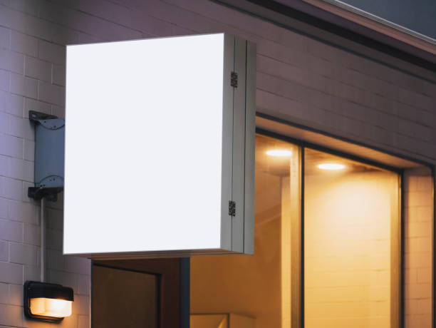 istock Blank white Signboard shop Mock up square signage 1665203360