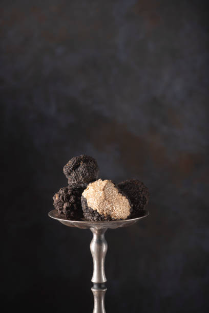 Black Perigord and White Peidmont Truffles with Tagliatelle pasta.  Shallow dof
