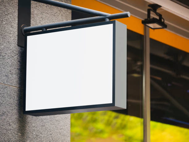istock Blank white Signboard shop Mock up square signage 1665224398