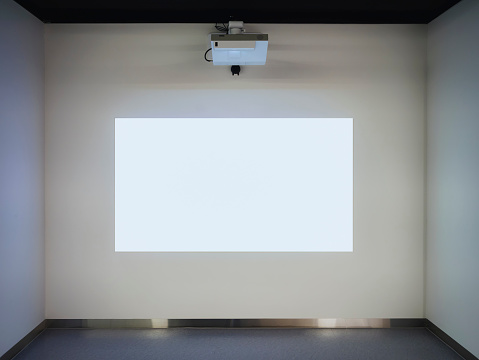 Projector Blank screen on wall indoor room Media Display exhibition Art gallery