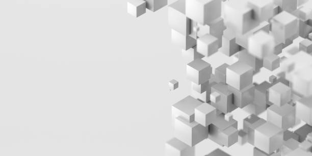 istock Abstract 3D background. Fractured 3D cube render against light grey background with shallow depth of field and copy space 1665226623