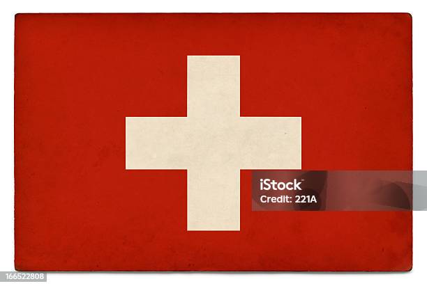 Bandeira Do Grunge Da Suíça Em Branco - Fotografias de stock e mais imagens de Antigo - Antigo, Fundo Branco, Suíça