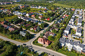 aerial view of suburban houses