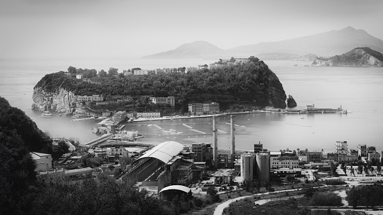 Nisida Island in Italy black and white shot