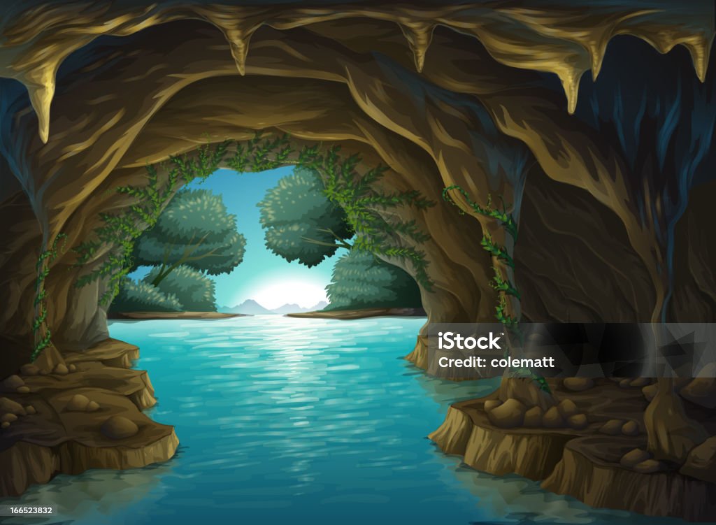 Cave et l'eau - clipart vectoriel de Grotte libre de droits