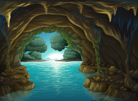 Cave and a water in a beautiful nature