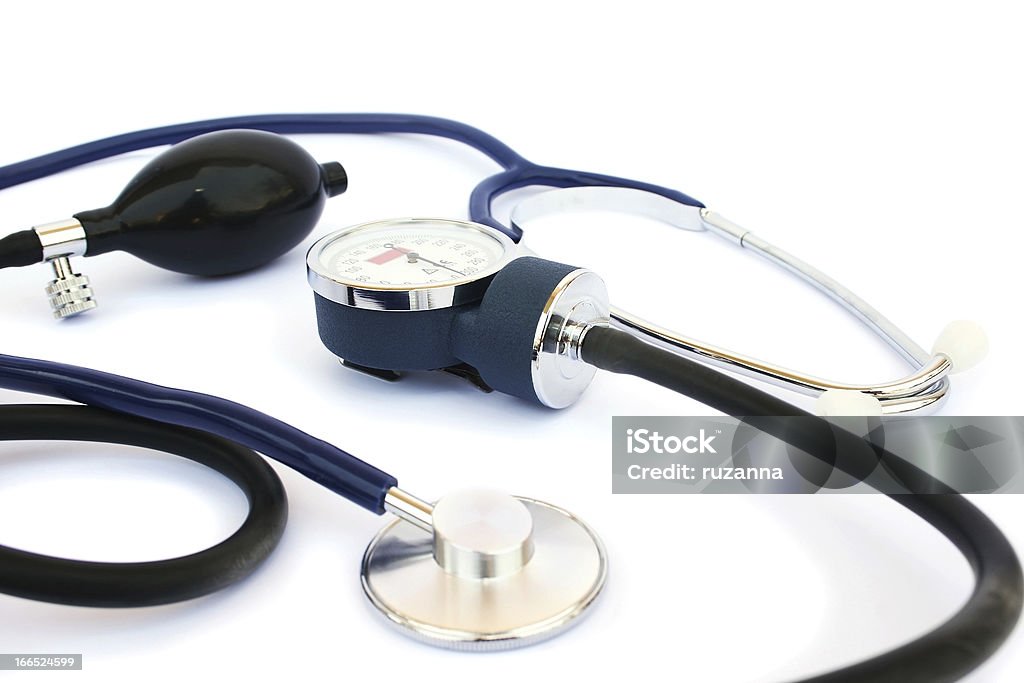 Blood-pressure measurement Modern blood pressure measurements isolated on white background. Blood Pressure Gauge Stock Photo