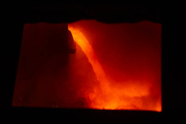 Liquid steel from inside of the factory.