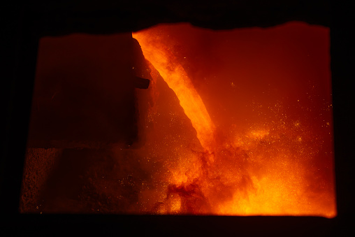 Liquid steel from inside of the factory.