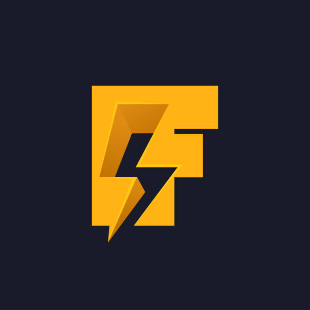ilustrações de stock, clip art, desenhos animados e ícones de f letter logo with negative space lightning. flash vector monogram. electric bolt icon. - letter f flash