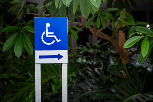 Disabled parking sign at city park