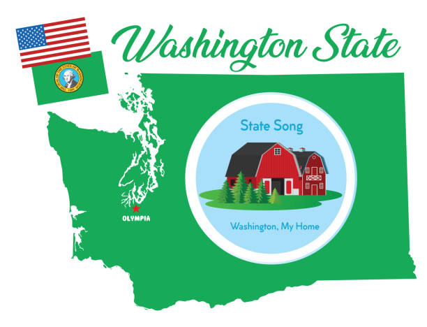 워싱턴 상징, 국가 노래 - bellingham stock illustrations