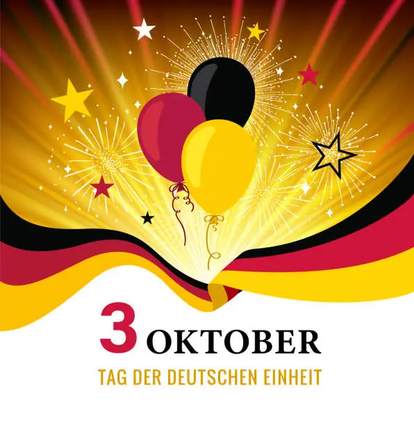 Vector illustration of Germany Unity Day Greeting Card.