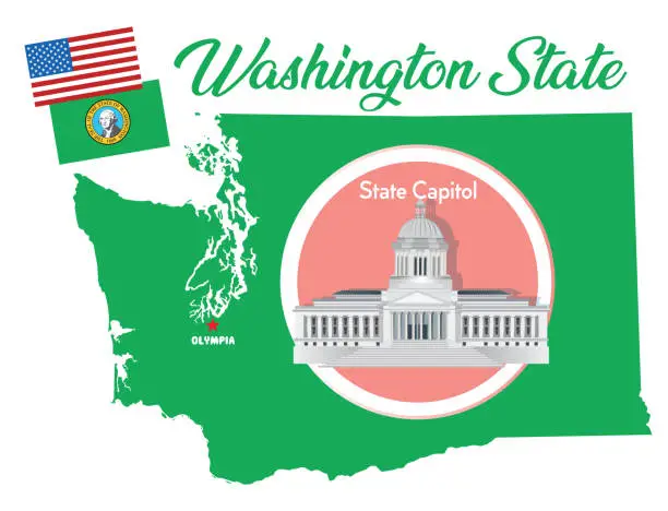 Vector illustration of Washington State Capitol