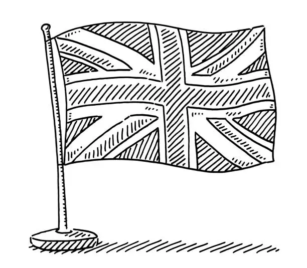 Vector illustration of British Flag Union Jack Drawing