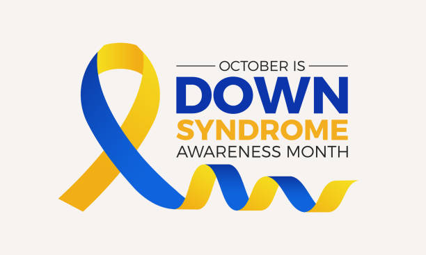 illustrations, cliparts, dessins animés et icônes de le mois de la sensibilisation au syndrome de down est observé chaque année en octobre. octobre est le mois de la sensibilisation au syndrome de down. modèle vectoriel pour bannière, carte de vœux, affiche avec arrière-plan. illustration vectorielle. - trisomie