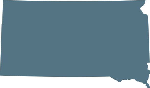 niebieska mapa amerykańskiego stanu dakota południowa - map dakota south dakota north stock illustrations