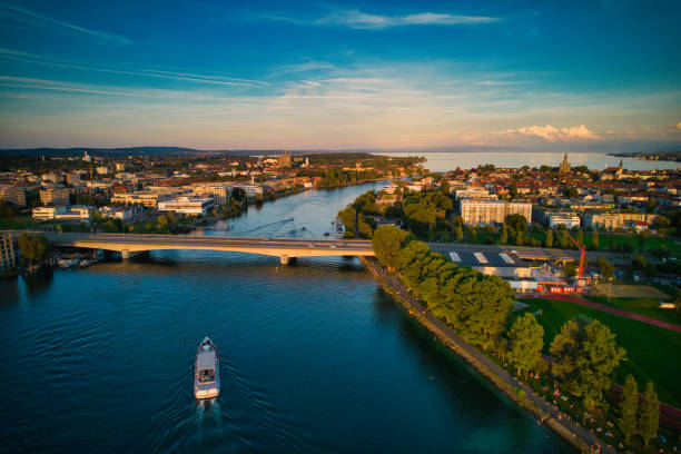 istock Drone footage of Konstanz, by Rhine river, Germany. 1665370199