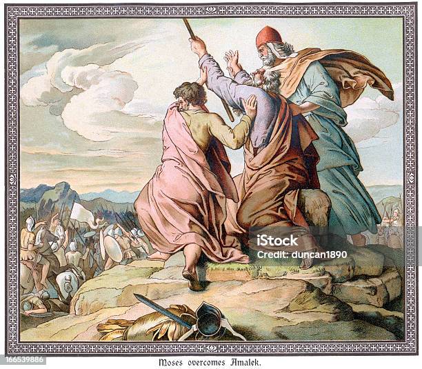 Moses Proaktiv Amalek Stock Vektor Art und mehr Bilder von Moses - Religiöse Figur - Moses - Religiöse Figur, Illustration, Gemaltes Bild